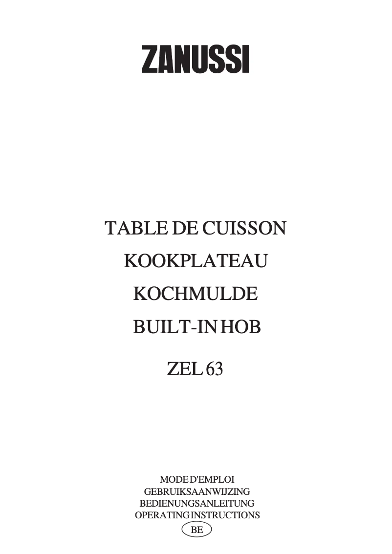 Page 1 de la notice Manuel utilisateur Zanussi ZEL63X