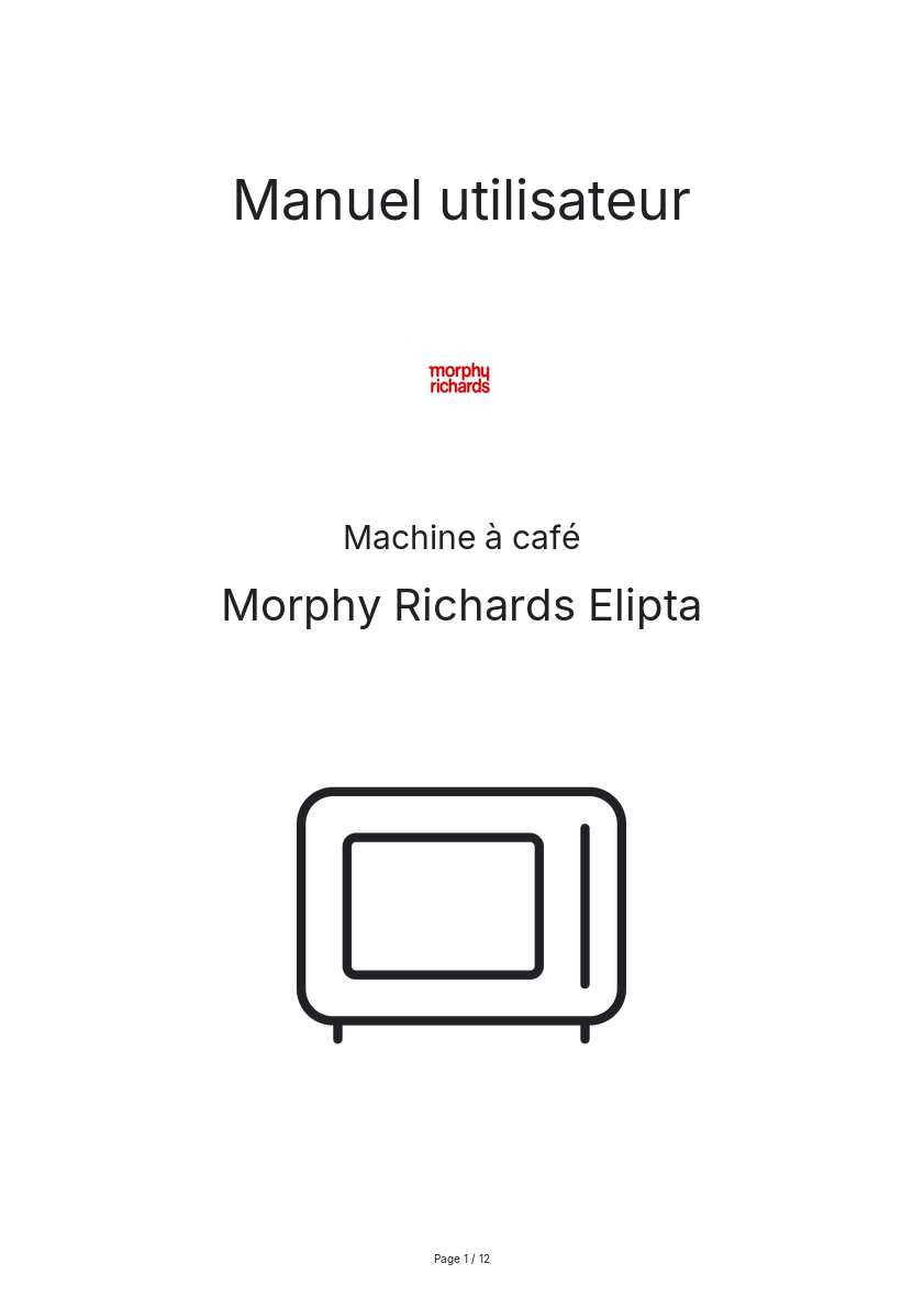 Page n°1 - Manuel utilisateur Morphy Richards Elipta