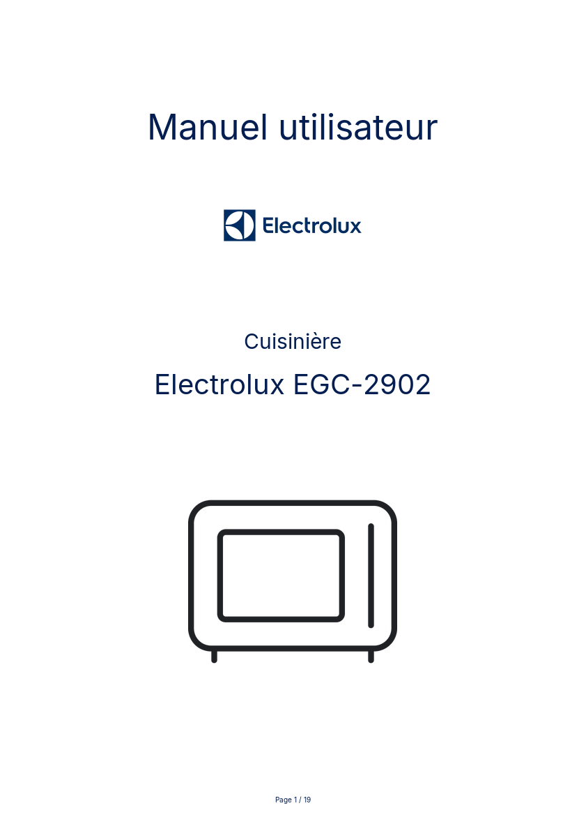Page n°1 - Manuel utilisateur Electrolux EGC-2902