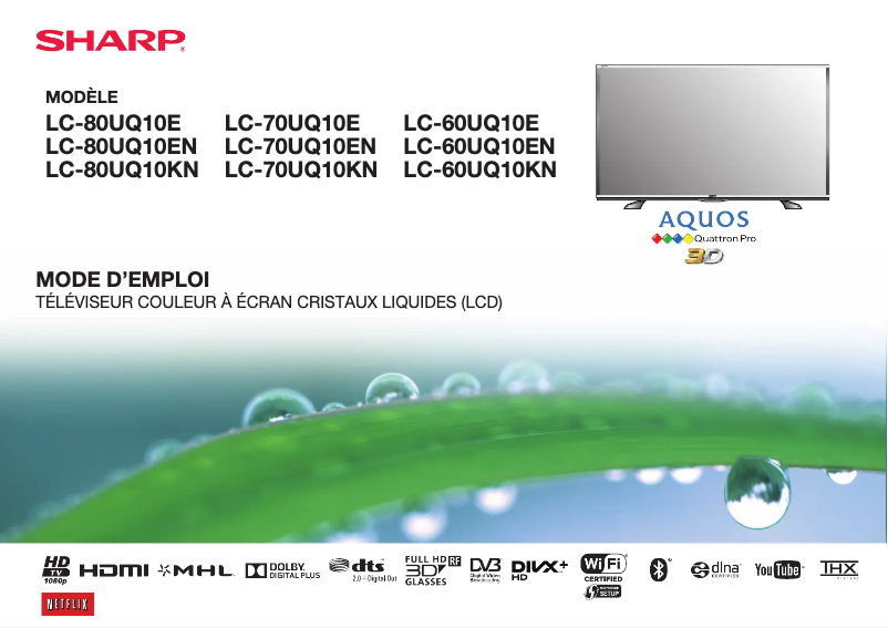 Image de la première page du manuel de l'appareil LC-70UQ10EN