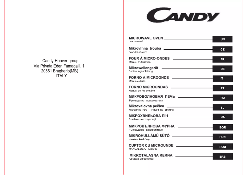 Page n°1 - Manuel utilisateur Candy MIC20GDFGH