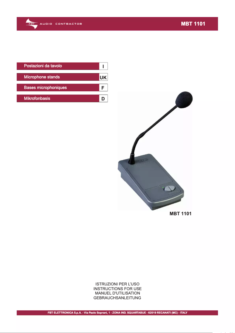 Image de la première page du manuel de l'appareil MBT 1101