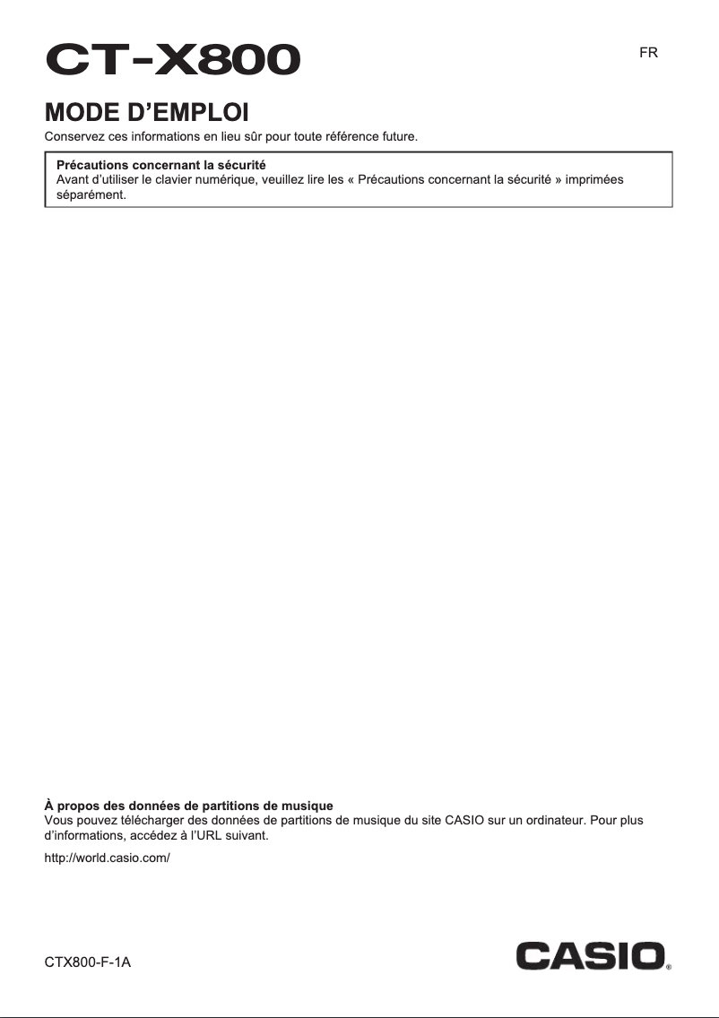Page n°1 - Manuel utilisateur Casio CT-X800