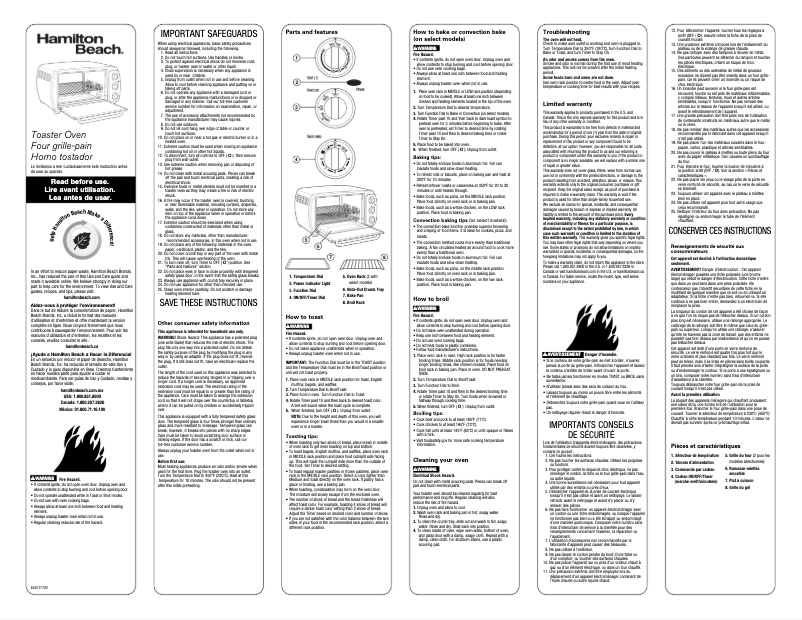 Page 1 de la notice Manuel utilisateur Hamilton Beach 31207