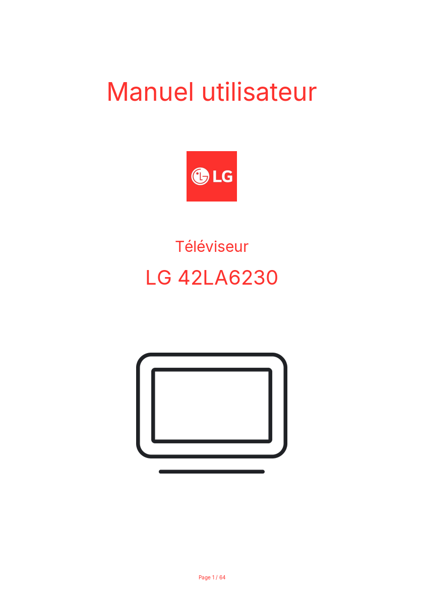 Page n°1 - Manuel utilisateur LG 42LA6230