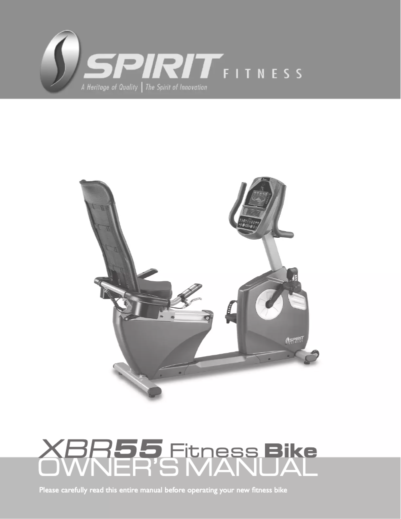 Page 1 de la notice Manuel utilisateur Spirit XBR55 Fitness Bike