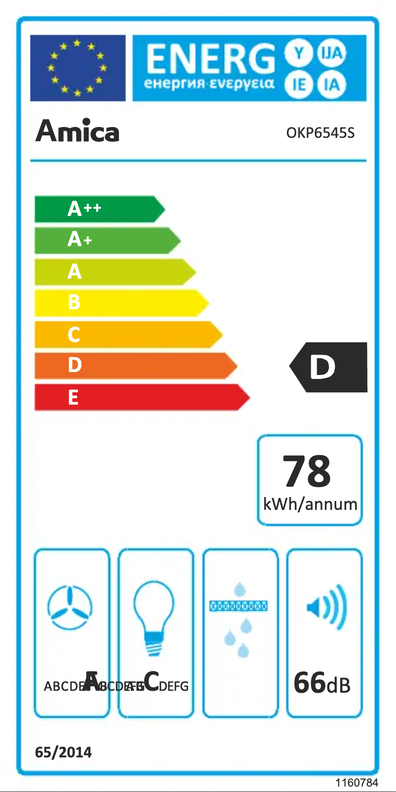 Page n°1 - Label énergétique Amica OKP6545S