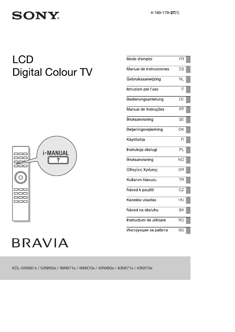 Image de la première page du manuel de l'appareil Bravia KDL-40NX700B