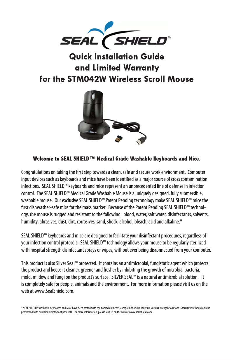 Page n°1 - Manuel utilisateur Seal Shield STWM042WE