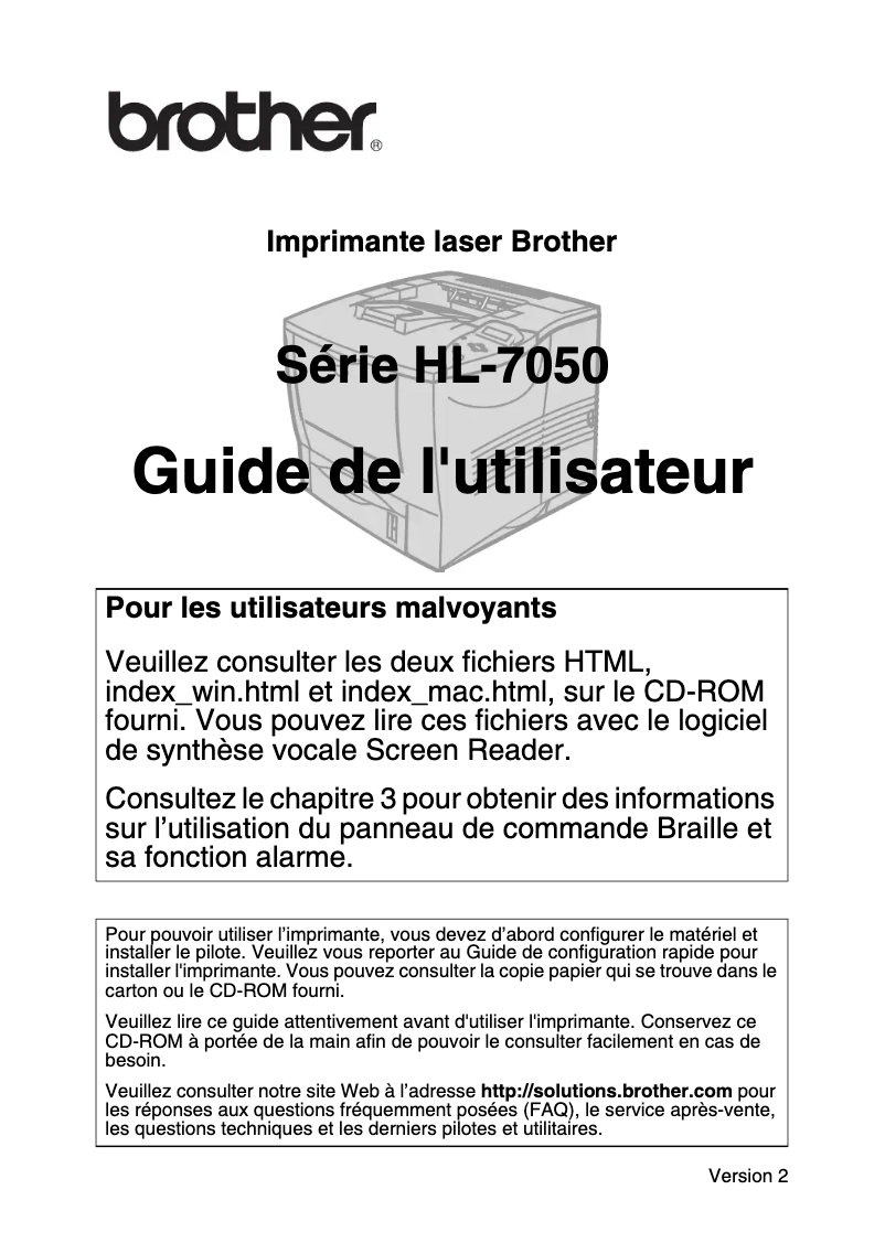 Page n°1 - Manuel utilisateur Brother HL-7050N
