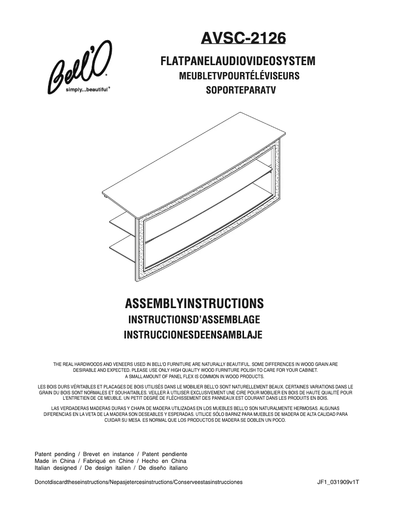 Página 1 del manual Manual de usuario Bell'O AVSC-2126