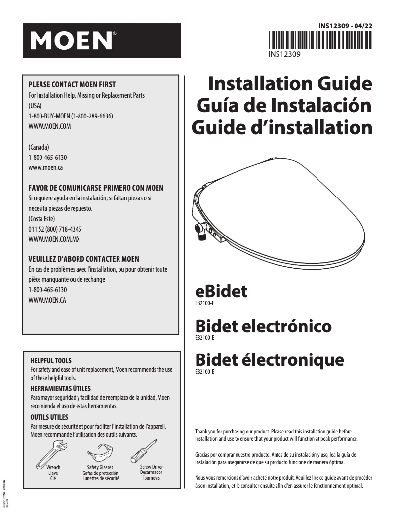 Page 1 de la notice Manuel utilisateur Moen EB2100-E