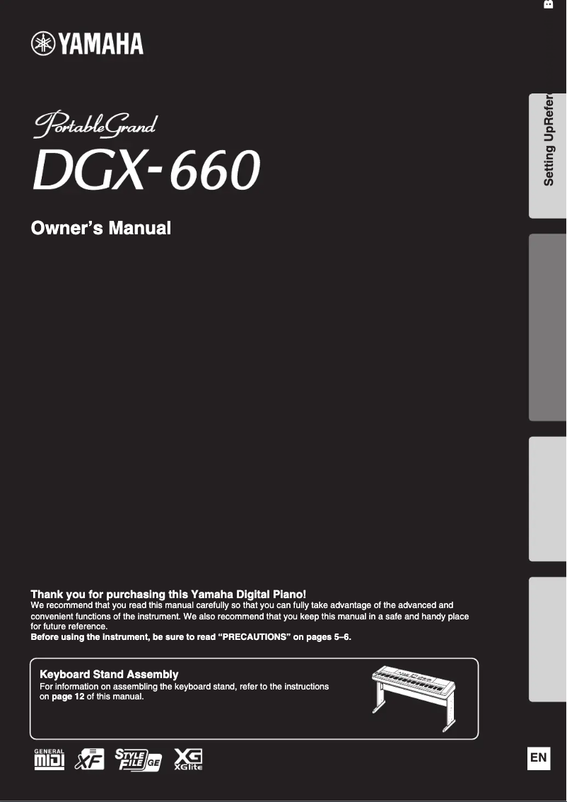 Page 1 de la notice Manuel utilisateur Yamaha PortableGrand DGX-660