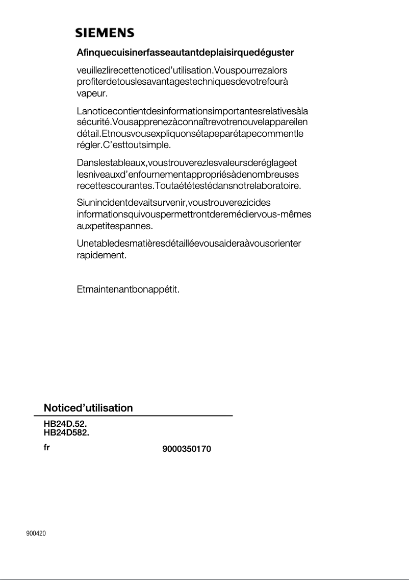 Image de la première page du manuel de l'appareil HB24D652B