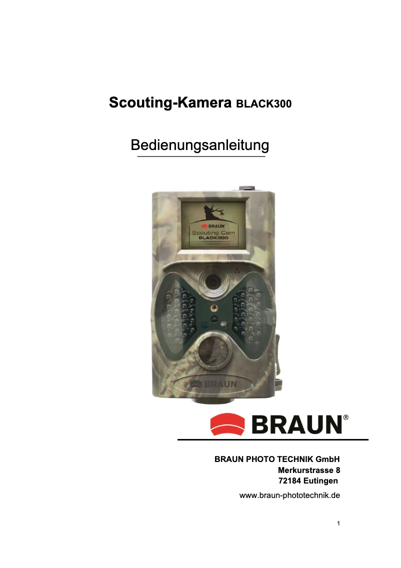 Page 1 de la notice Manuel utilisateur Braun Scouting Cam BLACK300