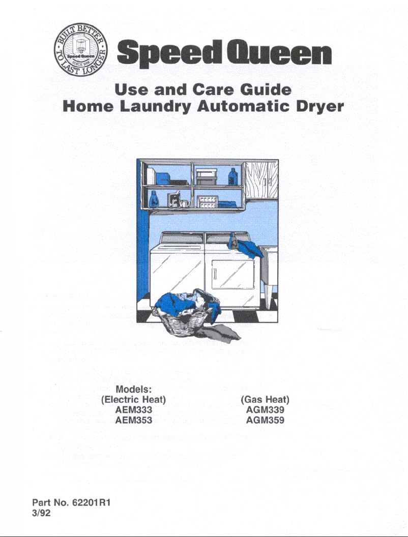 Page 1 de la notice Manuel utilisateur Speed Queen AGM359W