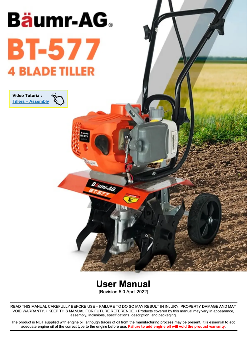 Page n°1 - Manuel utilisateur Baumr-AG BT-577