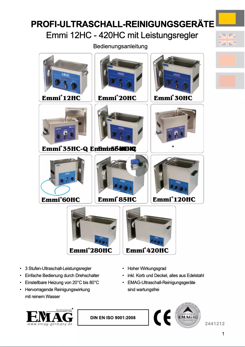 Page 1 de la notice Manuel utilisateur EMAG Emmi 30HC