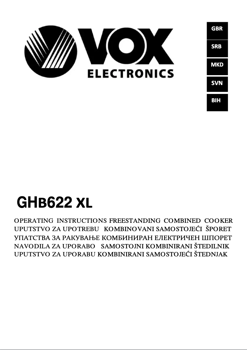 Page 1 de la notice Manuel utilisateur VOX GHB622XL