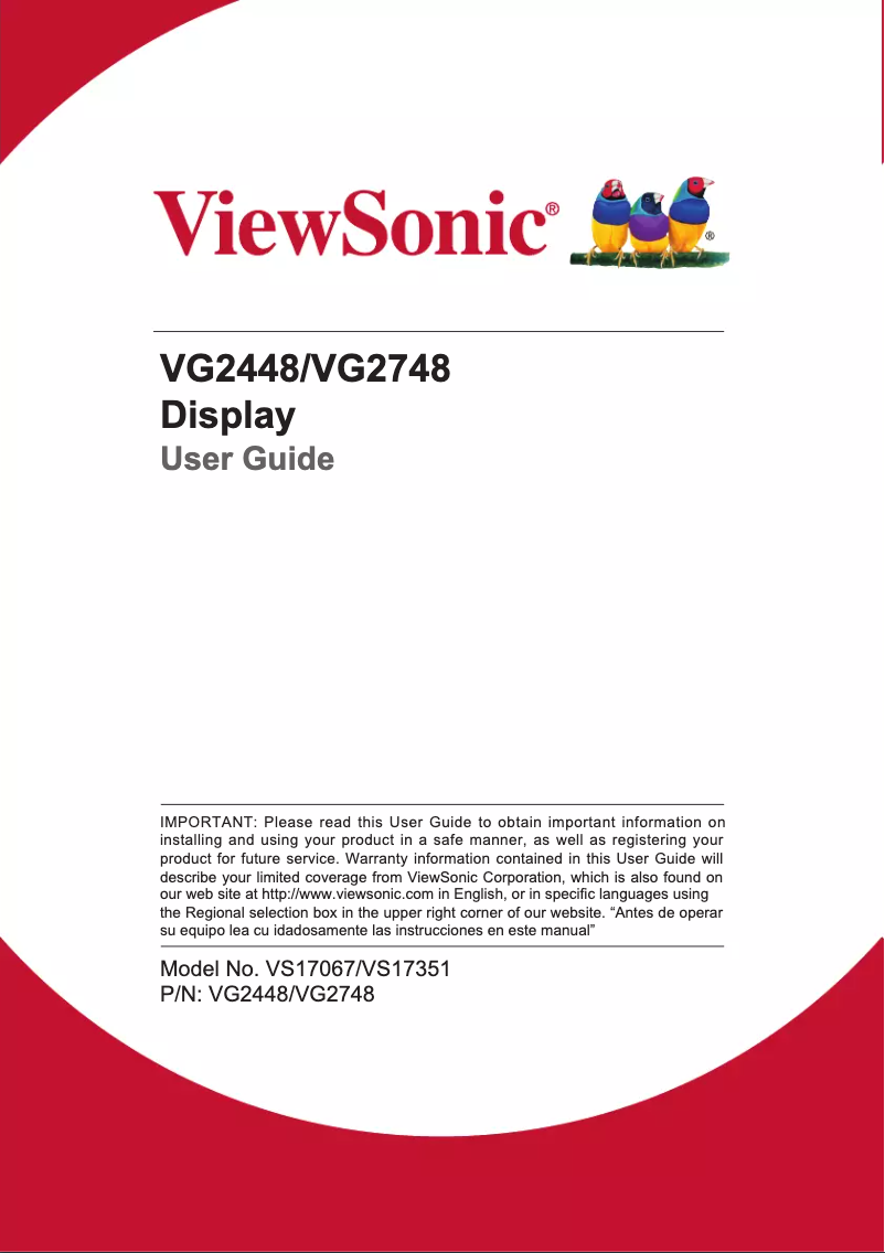 Page n°1 - Manuel utilisateur Viewsonic VG Series VG2448_H2