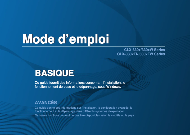 Image de la première page du manuel de l'appareil CLX-3305