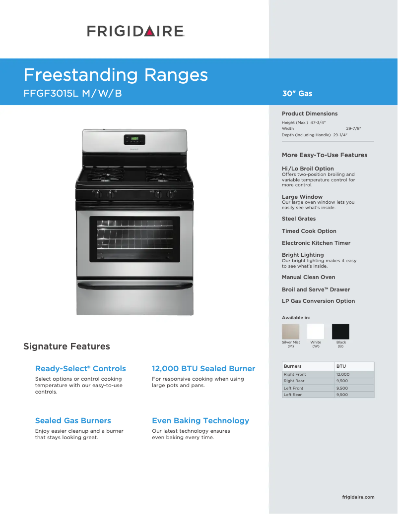 Image de la première page du manuel de l'appareil FFGF3015L