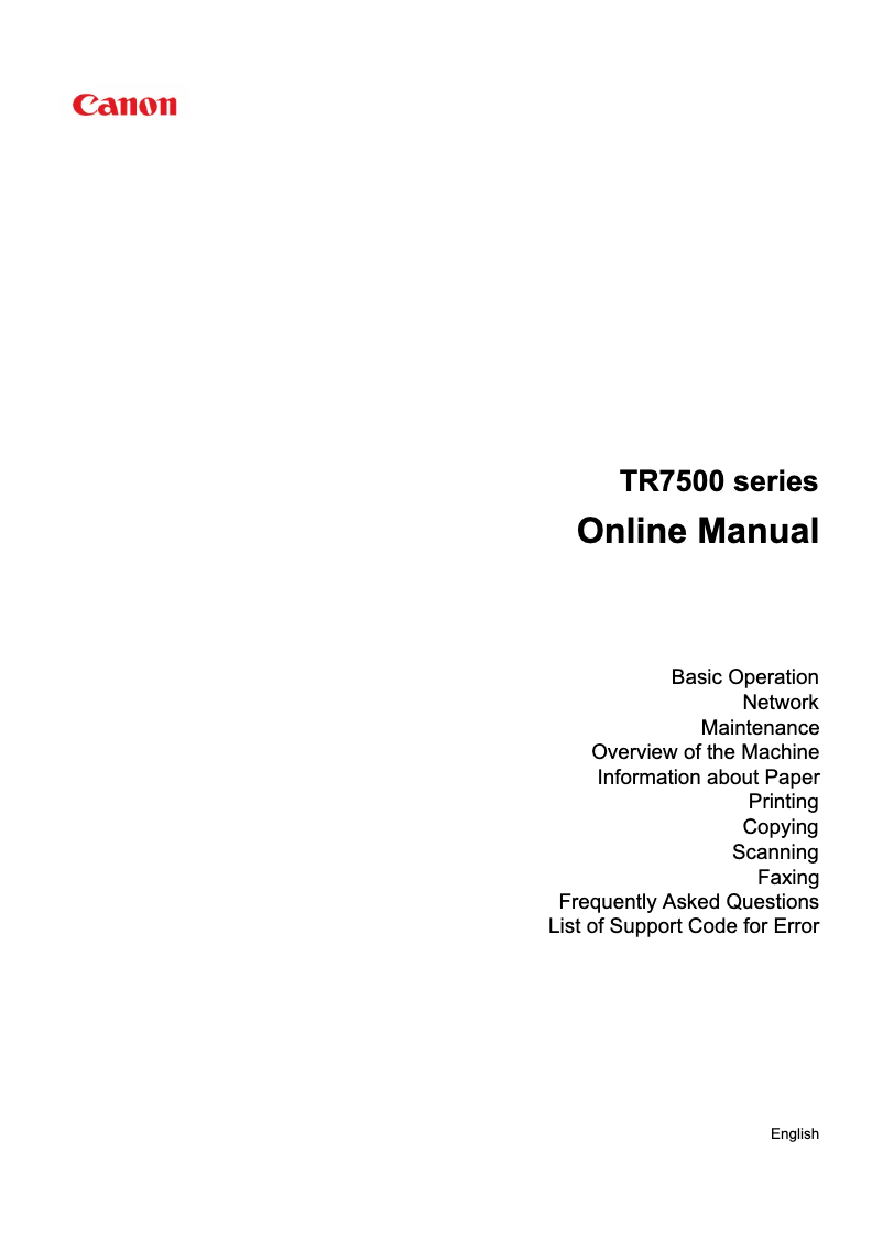 Page 1 de la notice Manuel utilisateur Canon PIXMA TR7550