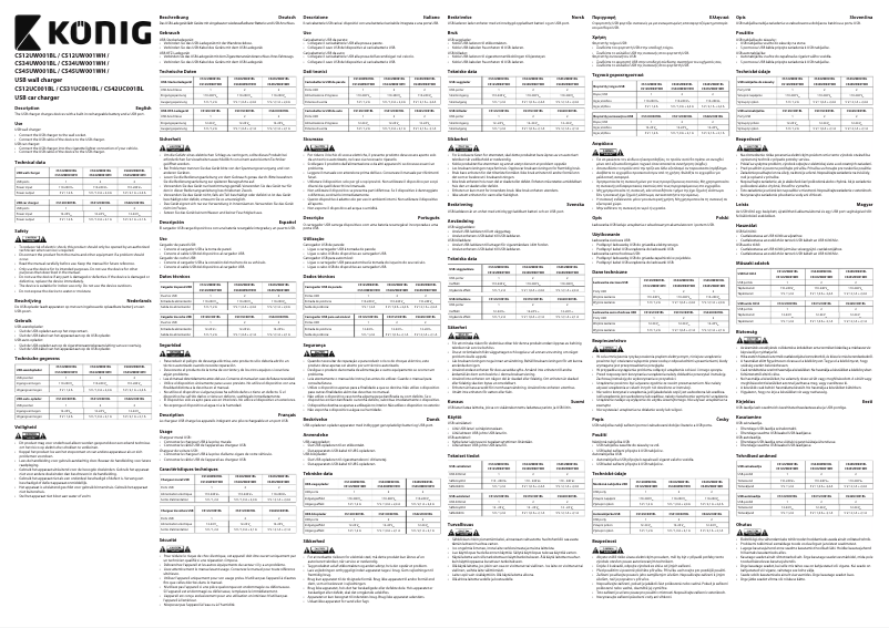 Page 1 de la notice Manuel utilisateur Konig CS12UC001BL