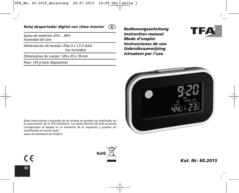 Imagen de la primera página del manual del dispositivo 60.2015