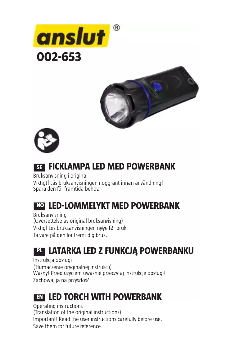 Page n°1 - Manuel utilisateur Anslut 002-653