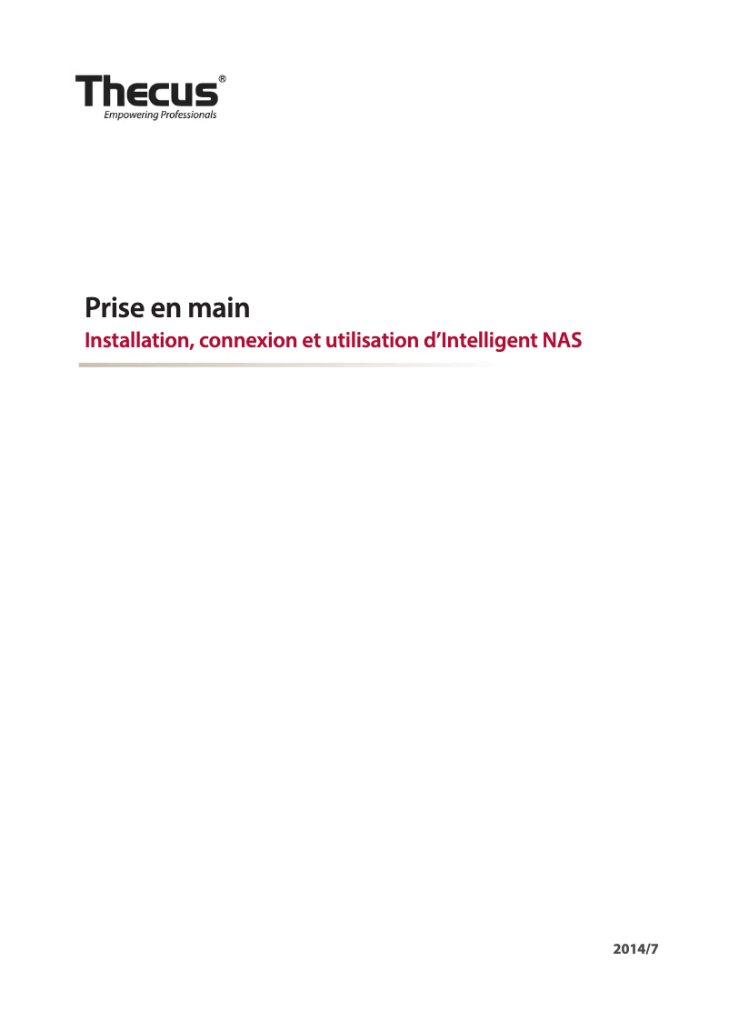 Image de la première page du manuel de l'appareil Thecus N2310 2 Bay NAS