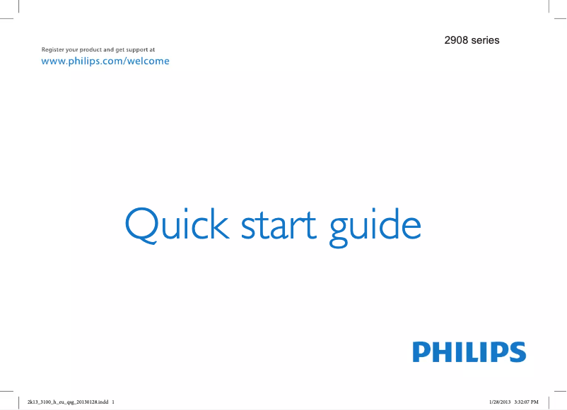 Page 1 de la notice Guide de démarrage rapide Philips 28PFL2908H