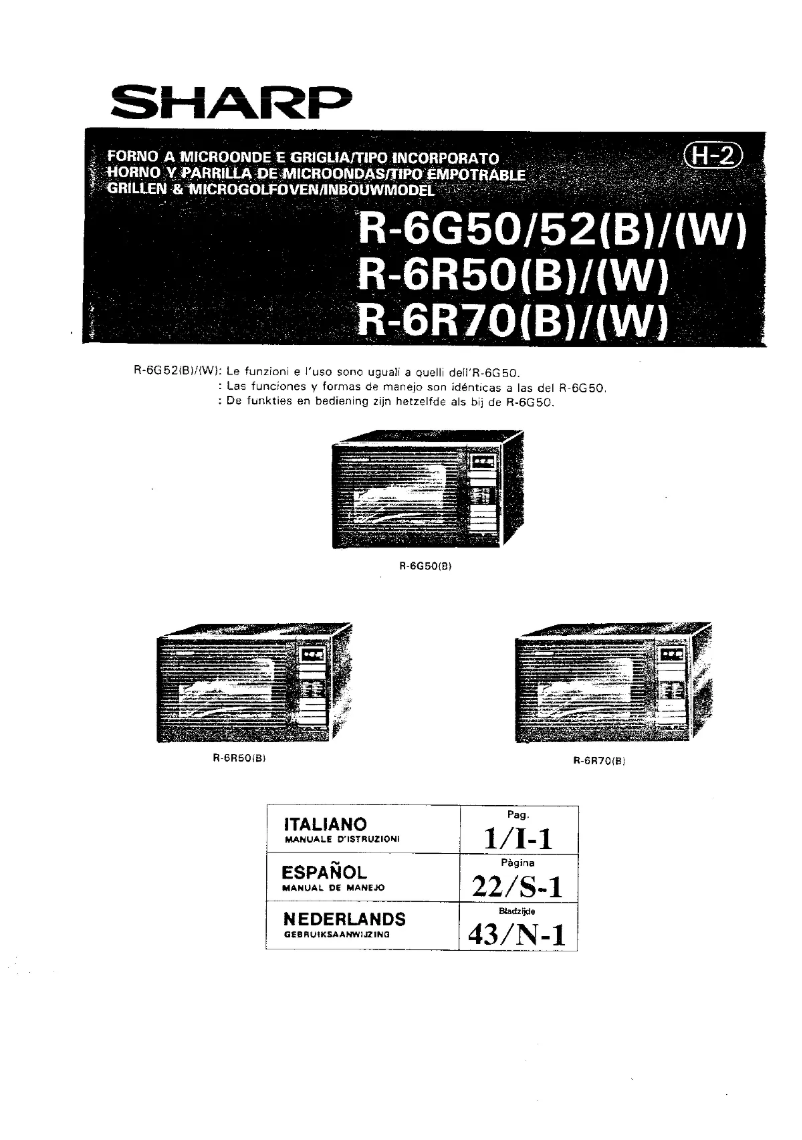 Page 1 de la notice Manuel utilisateur Sharp R-6G50