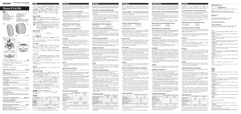 Page 1 de la notice Manuel utilisateur Sigma 19mm f/2.8 DN ART Micro FT