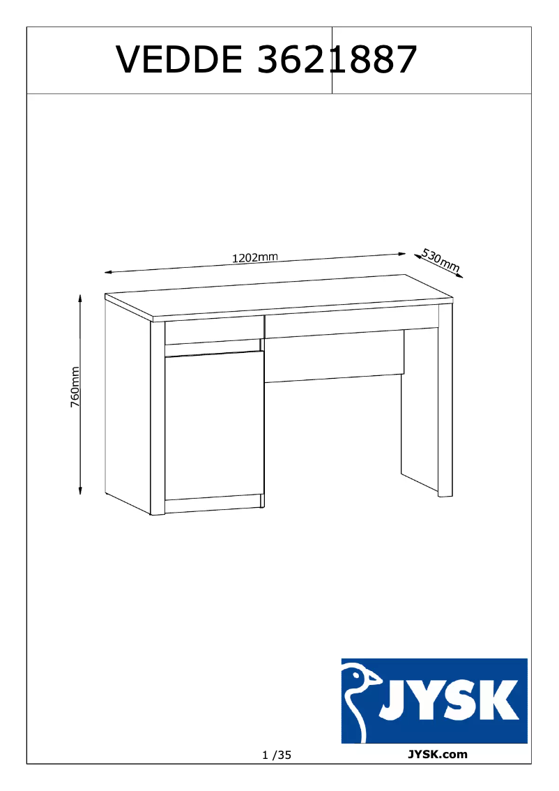 Page n°1 - Manuel utilisateur JYSK Vedde