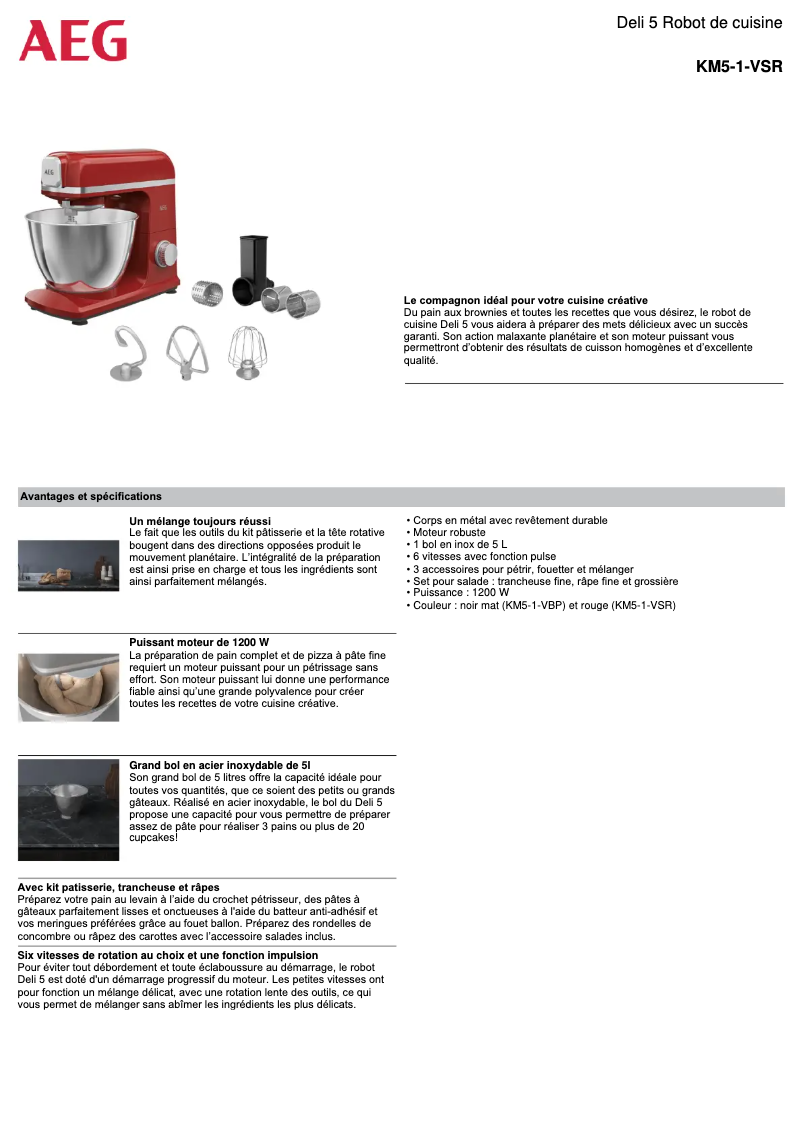 Page n°1 - Fiche technique AEG KM5-1-VSR