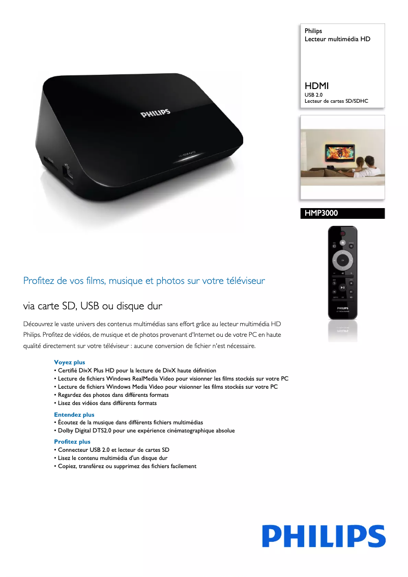 Page n°1 - Fiche technique Philips HMP3000