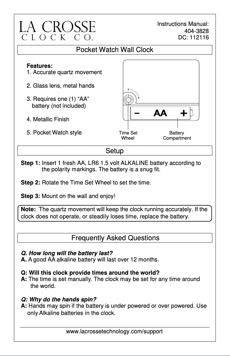 Page n°1 - Manuel utilisateur La Crosse Technology 404-3828