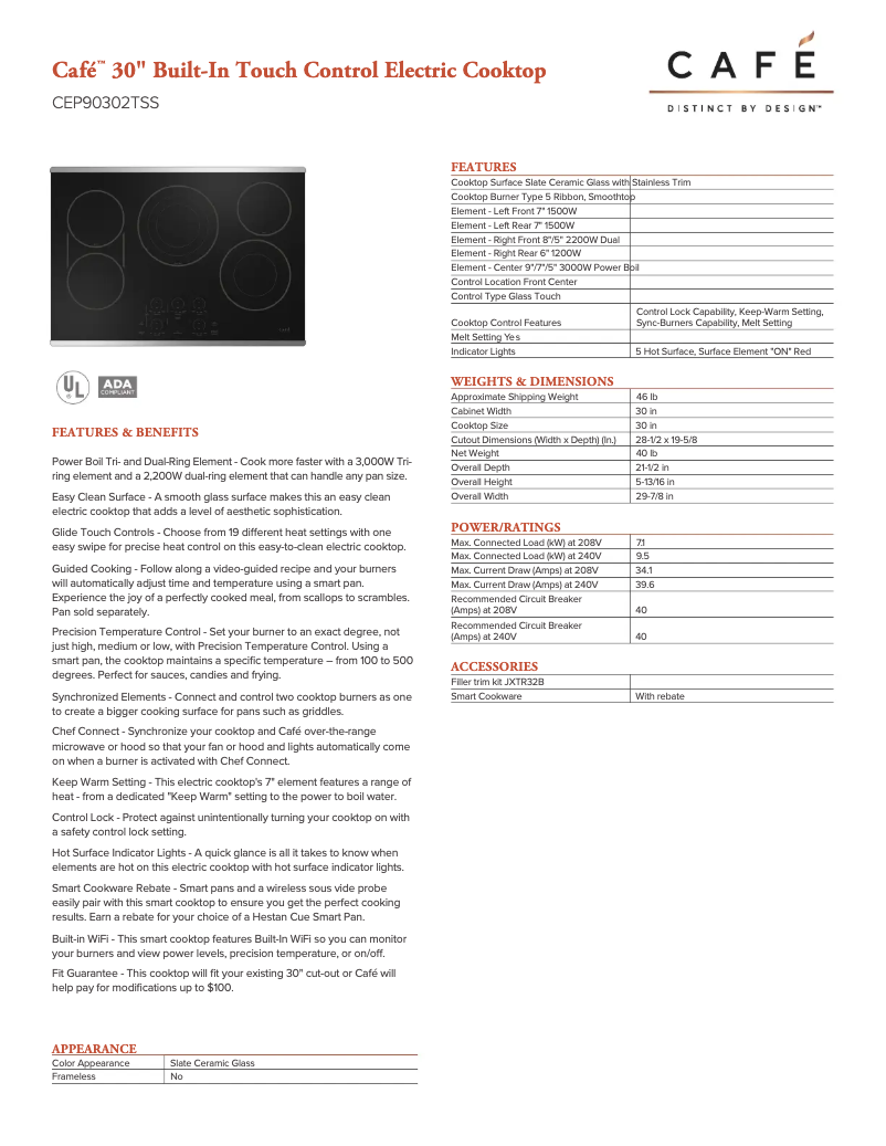 Page n°1 - Fiche technique GE CEP90302TSS