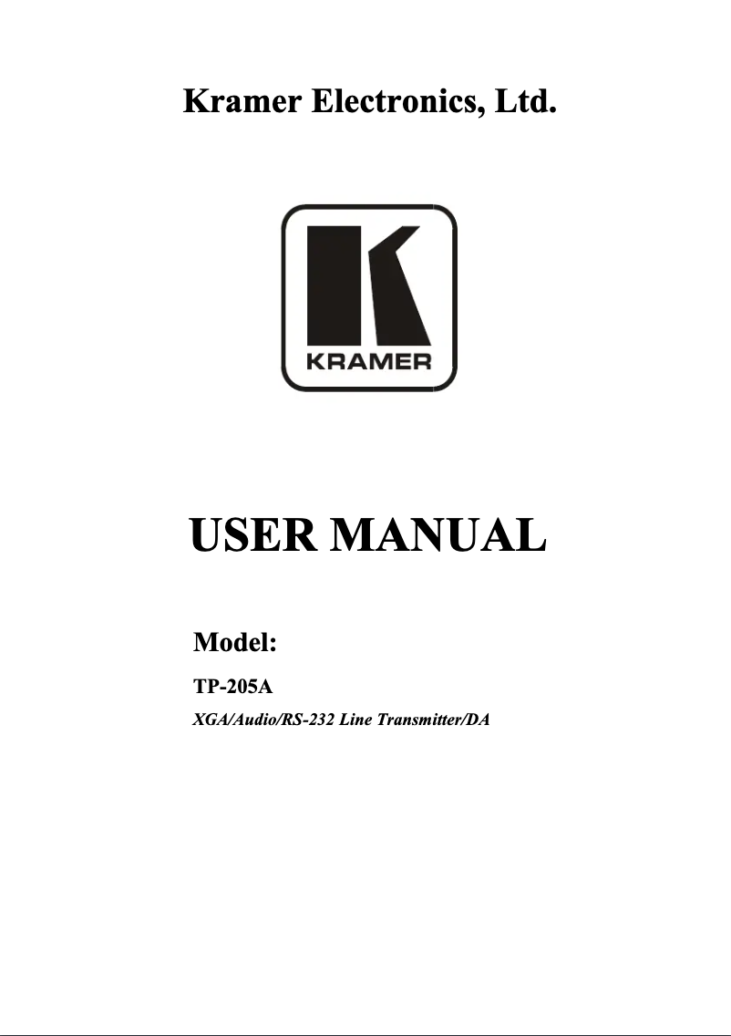 Page 1 de la notice Manuel utilisateur Kramer TP-205A