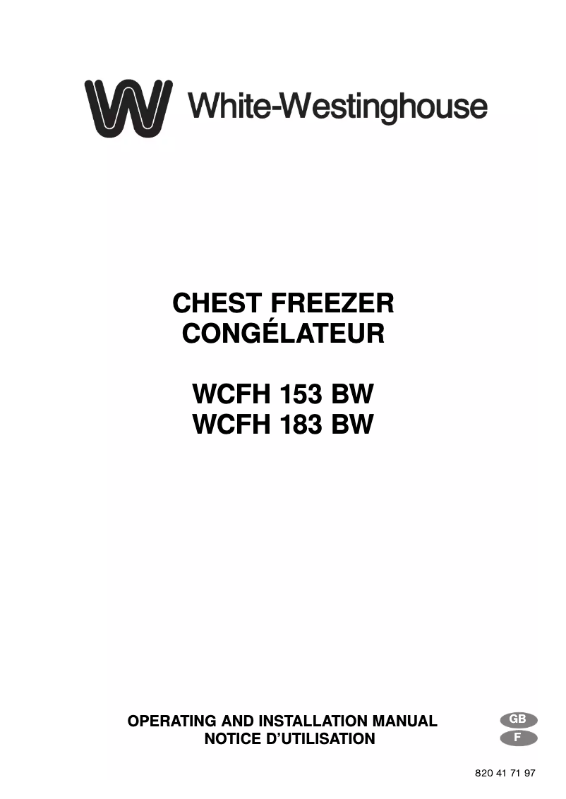 Page n°1 - Manuel utilisateur White-Westinghouse WCFH 153 BW