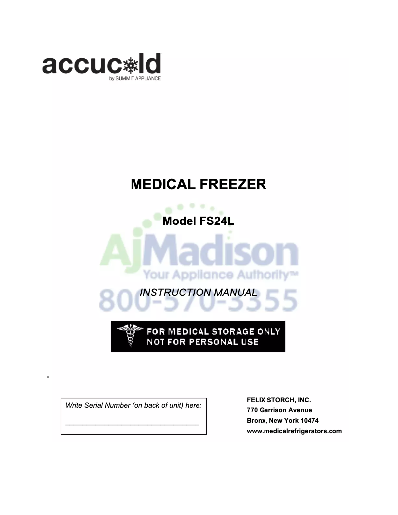 Page n°1 - Manuel utilisateur Accucold FS24L