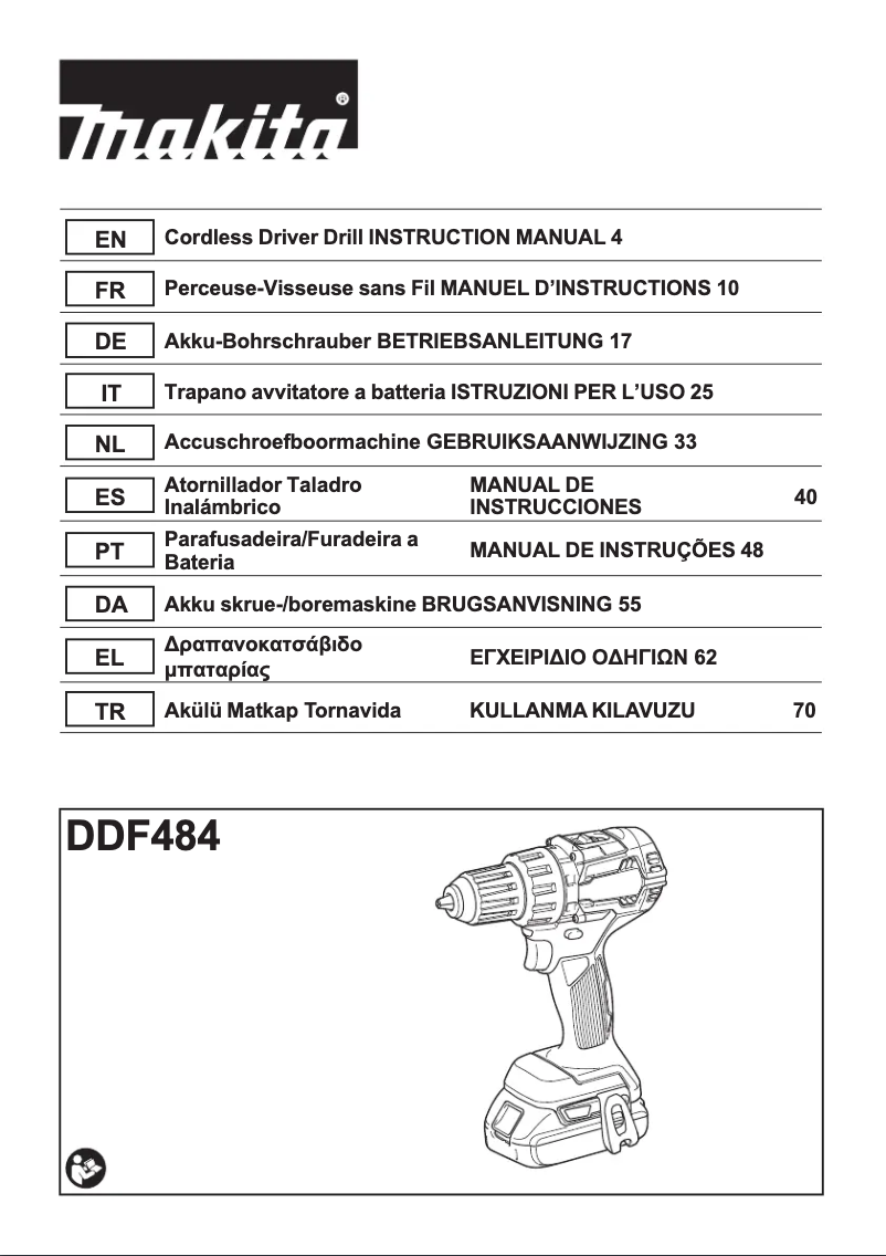 Page 1 de la notice Manuel utilisateur Makita DDF484
