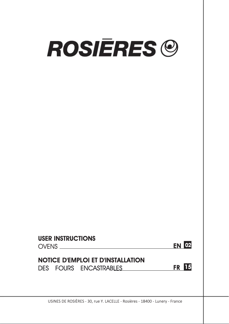 Page 1 de la notice Mode d'emploi Rosieres RFS 59
