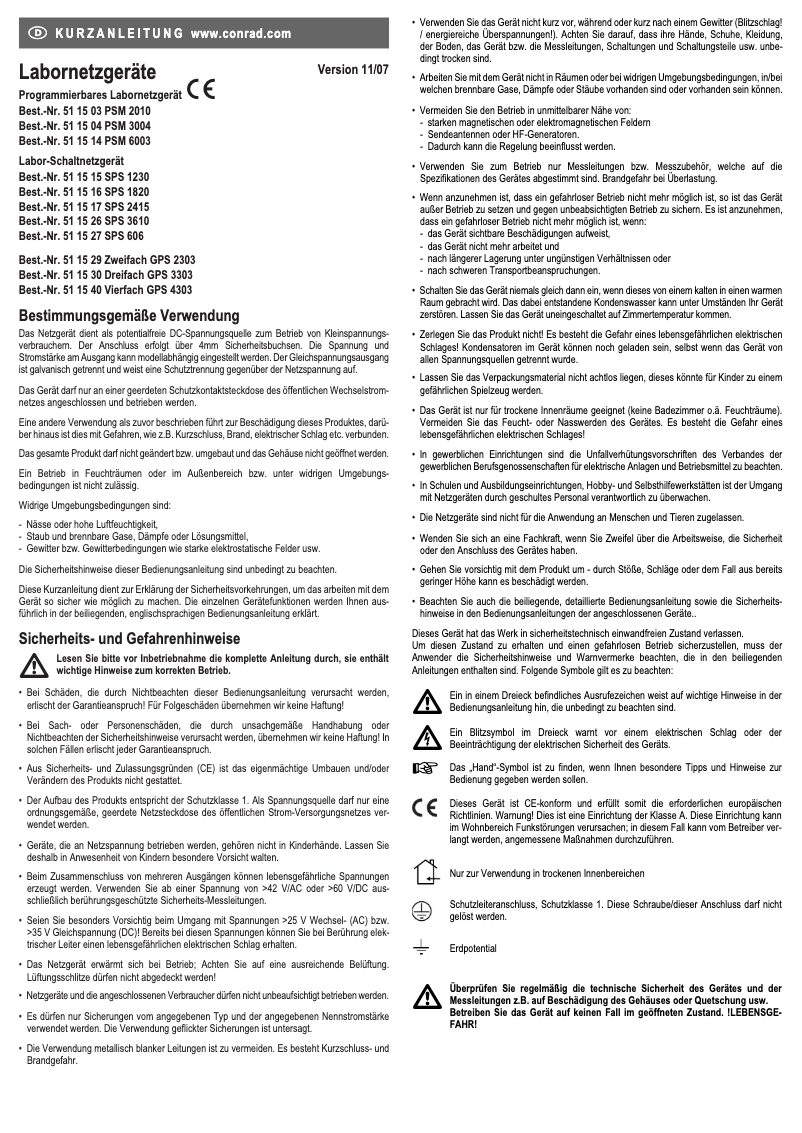 Page n°1 - Manuel utilisateur GW Instek GPS-2303