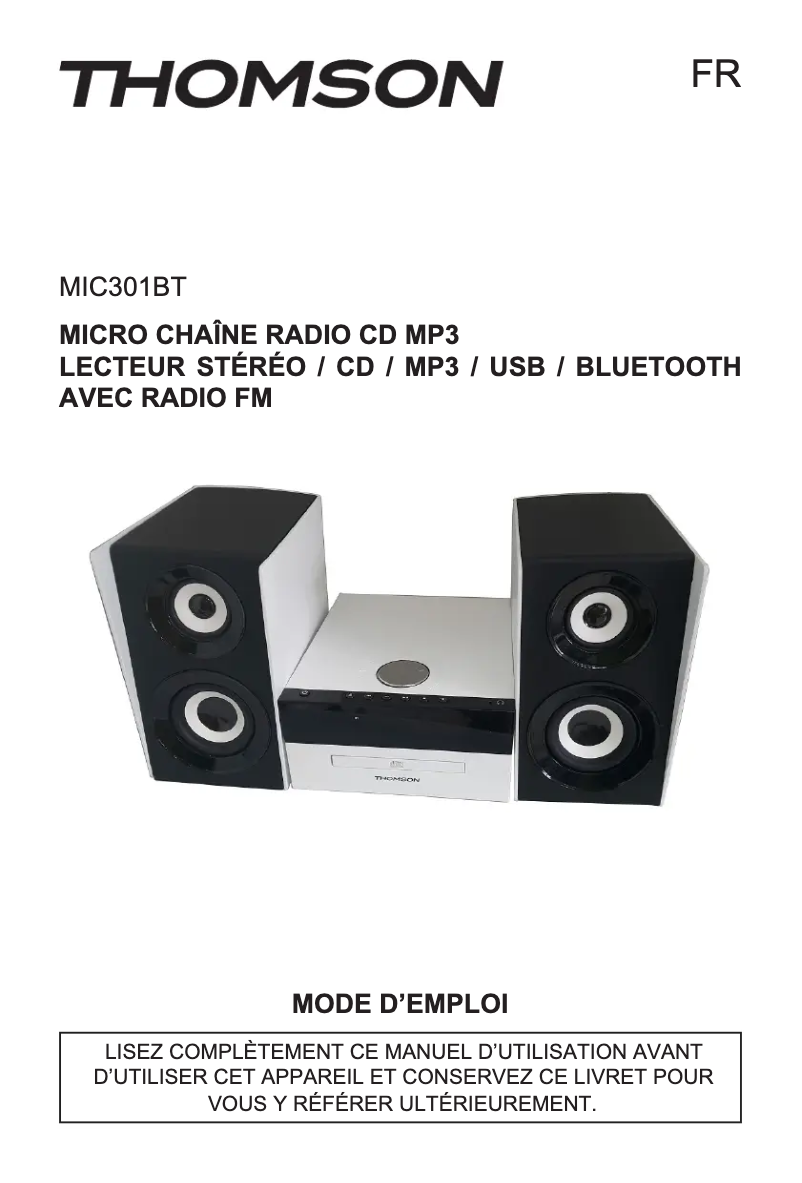 Page n°1 - Manuel utilisateur Thomson MIC301BT