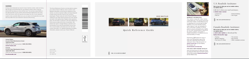 Page n°1 - Manuel utilisateur Lincoln Nautilus (2020)