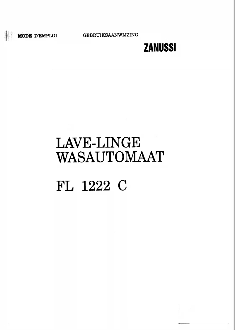 Page 1 de la notice Manuel utilisateur Zanussi FL 1222 c