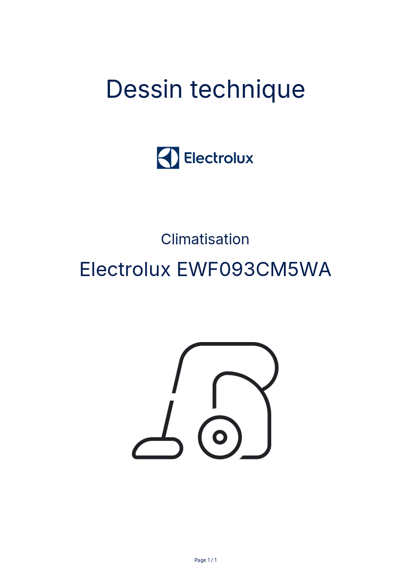 Page n°1 - Dessin technique Electrolux EWF093CM5WA
