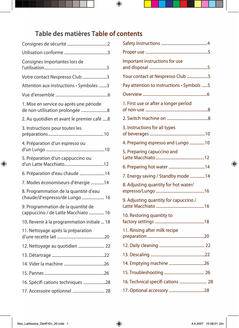 Page 1 de la notice Manuel utilisateur DeLonghi EN 690 T